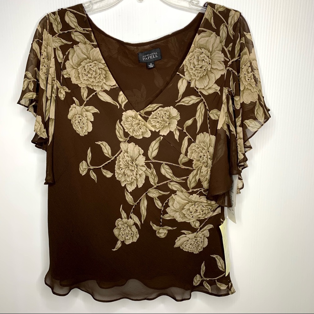 Adrianna Papell Flutter Sleeve Top Size 16